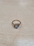 9ct rose gold dress ring with plue paste heart in 4 claw mount, on scrolling shoulders, size L, Lond