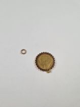 22ct yellow gold half Sovereign, dated 1894 in unmarked yellow gold pendant mount, approx 5g veiled