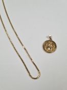 9ct yellow gold S link design neckchain, 54cm, hung with a gold St Christopher, marked 375, Birmingh