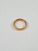 22ct yellow gold wedding band, marked 22, size O, Birmingham maker H.A. approx 7.42g