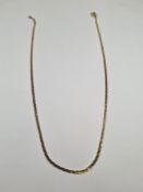 14K yellow gold flatlink necklace, marked 14K, 53cm approx 10.27g