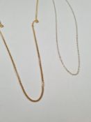 A 9ct yellow gold curblink necklace marked 375 and a fine 9ct example, 56cm, aprox 5.11g