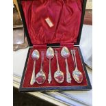 A set of six silver teaspoons, cased by William Grallimore and Sons, Sheffield 1925 - 1926. With the