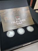 The Falklands War Silver 1oz Commemorative Coin trio in presentation box