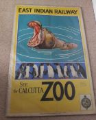 An original early 20th Century travel poster for The East India Railway titled "See The Calcutta Zoo