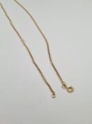 18ct yellow gold fine curblink chain, 55cm, including extender, approx 6.8g, marked 750