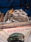 A sundry lot including decorative eggs and small quantity of vinyl LPs