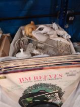 A sundry lot including decorative eggs and small quantity of vinyl LPs