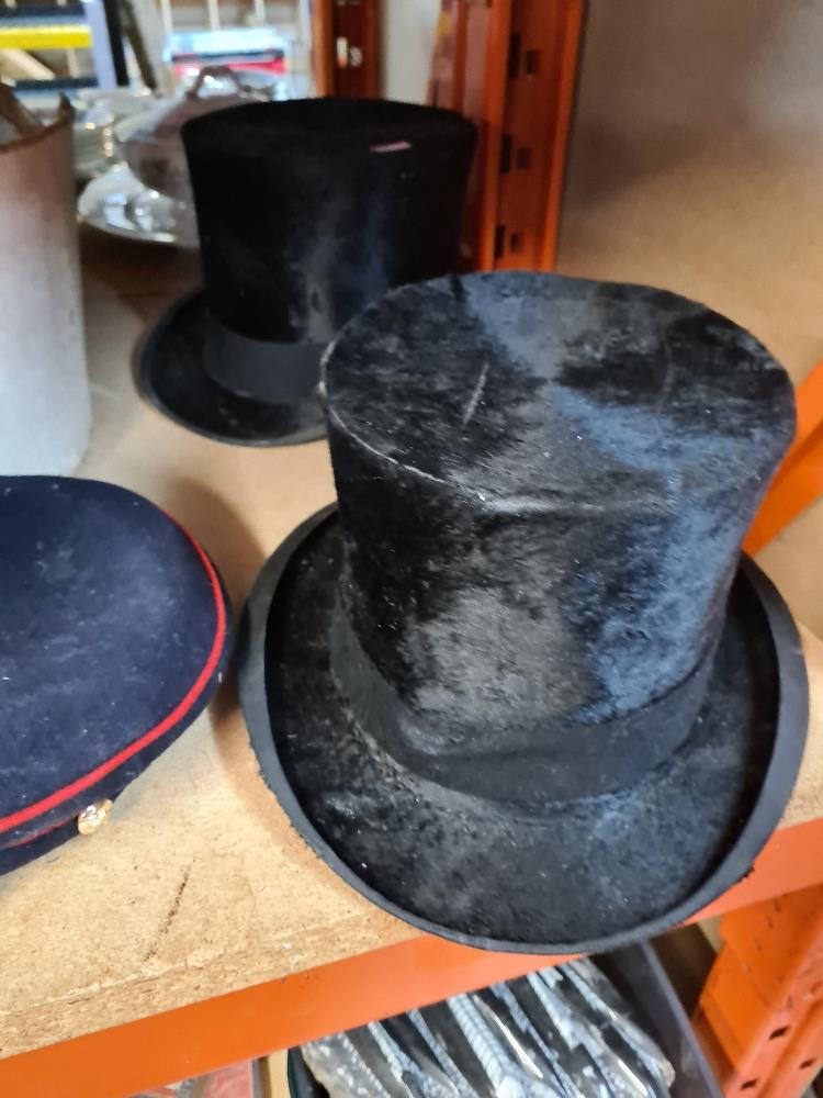 Two silk top hats and three other hats - Image 2 of 5