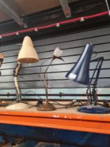 Two modern anglepoise lamps and one other