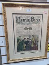 A pair of antique Harper's Bazar framed pictures