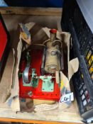 A Mamod Stationary steam engine and 2 boxes of die-cast vehicles, some playworn