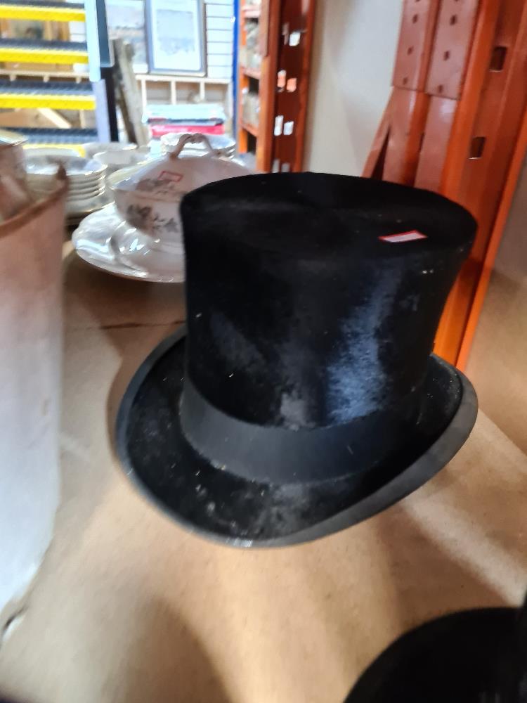 Two silk top hats and three other hats - Image 3 of 5