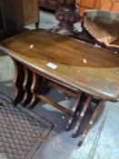 A nest of 3 Ercol coffee tables and a Victorian dining chair
