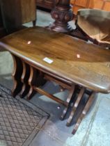 A nest of 3 Ercol coffee tables and a Victorian dining chair