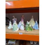 Ten various Coalport and Royal Doulton figures of ladies