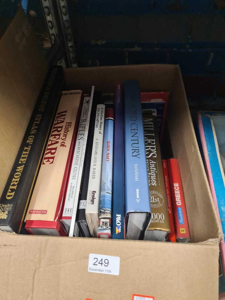 A box of books, children's teaware and sundry