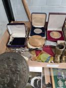 A mixed lot of collectables, to include Vesta's, coins, compacts, rattles and similar
