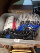 A quantity of Play Station 1 Games, a PS2 Console with games, printer cartridges and sundry