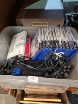 A quantity of Play Station 1 Games, a PS2 Console with games, printer cartridges and sundry