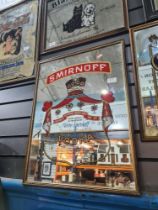 Four x reproduction pub advertising mirrors to include Smirnoff and Coca Cola