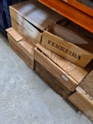 A quantity of wine crates and singular wooden bottle boxes, mainly 1990/2000s