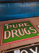 A modern enamelled sign worded Pure Drugs, 37.5cm