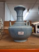 A reproduction Celadon style blue glazed vase, 31.5cm
