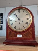 Gustav Becker, an early 20th Century mantle clock having circular dial with mahogany case, 35cm