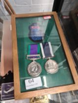 A framed General Service medal, with Northern Ireland clasp, Long Service medal to L WREN W123691E