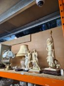 A selection of resin figures, some made in Italy and a selection of lamps