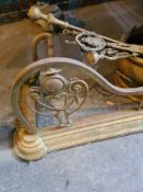 An Art Nouveau brass Fire Fender and sundry brassware