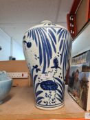 A modern oriental blue and white vase of baluster form, 42cm