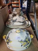A small quantity of vintage Wedgwood dinnerware, probably 1930s decorated flowers, trees and landsca