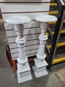 A pair of old possibly Victorian painted cast iron candlesticks on square base, 103cm