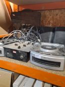 Two Numark ND400 CD MP3 players, a Numark M101 and sundry