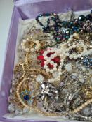Mixed costume jewellery to include strand pearls with 9ct clasp, bracelets, necklaces, etc