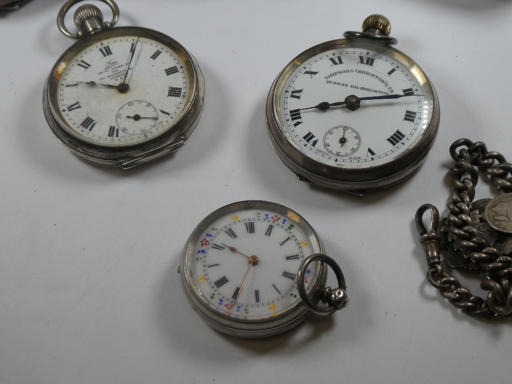 A quantity of silver pocket watches comprising of different makers and designs. To include a Chester - Image 7 of 15