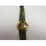 Omega; A ladies 1970s gold plated 'Omega De Ville' Dynamic Automatic with Olive dial, golden hands a