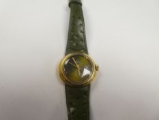 Omega; A ladies 1970s gold plated 'Omega De Ville' Dynamic Automatic with Olive dial, golden hands a