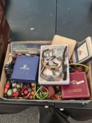 Tray of mixed costume jewellery watches, etc