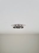 18K white gold band ring, with 3 diamond shaped panels, each containing 3 small diamonds, marked 18K