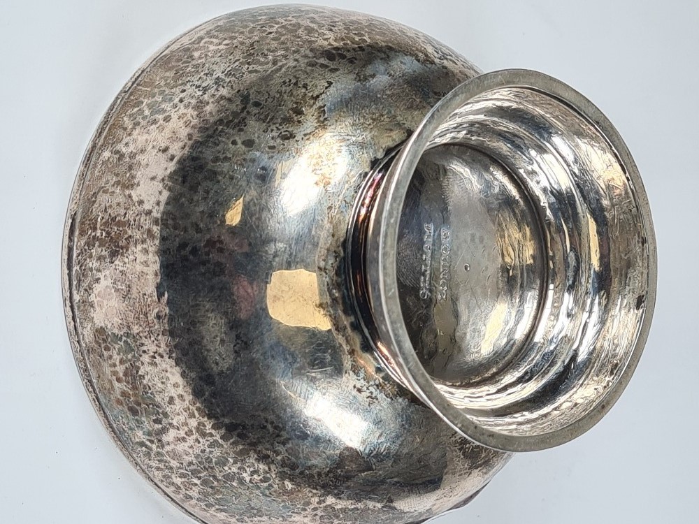 George Gilliam; a silver Britannia hammered design bon bon dish on a raised domed foot. Hallmarked w - Image 11 of 12