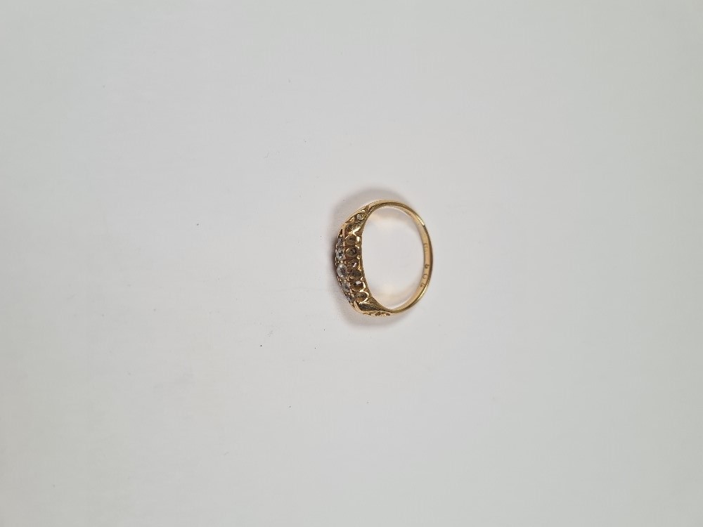 Antique 18ct yellow gold Gypsy ring set with graduating old cut diamonds, size J, marks worn, approx - Image 26 of 29