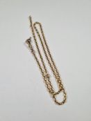 14/15ct yellow gold oval belcher chain, AF, 43cm, with lobster clasp, approx 8.84g