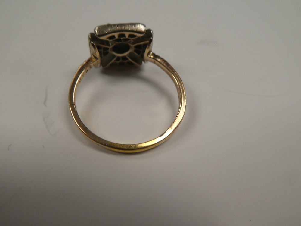 Antique Art Deco ring with diamond Maltese Cross shaped panel inset diamonds old cut central diamond - Image 6 of 6