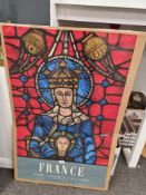 An original French advertising poster with wording "France -Chartres Notre Dame De La Belle Verrier"