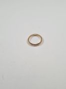 9ct yellow gold wedding band, marked 375, size N. approx 1.73g