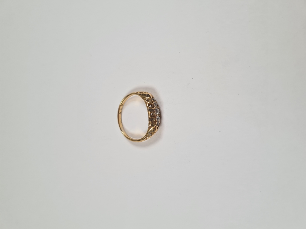 Antique 18ct yellow gold Gypsy ring set with graduating old cut diamonds, size J, marks worn, approx - Image 8 of 29
