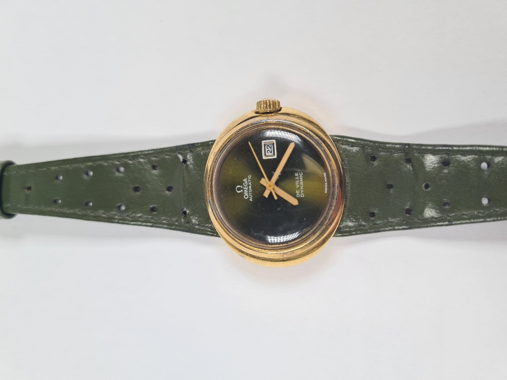 Omega; A ladies 1970s gold plated 'Omega De Ville' Dynamic Automatic with Olive dial, golden hands a - Image 7 of 30